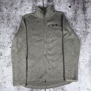 LL Bean Jacket Mens Large Tall Gray Fleece Full Zip Windbreaker Outdoor